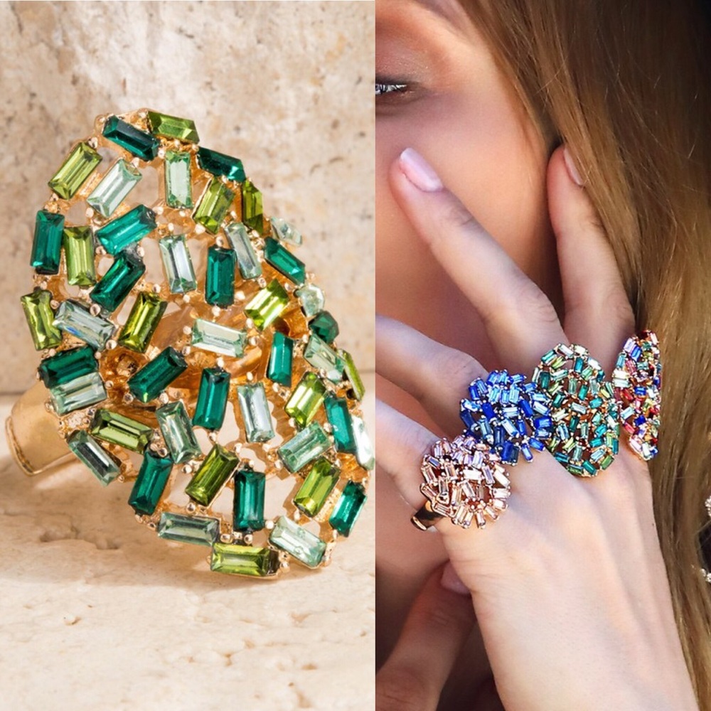Green With Envy Baguette Statement Ring
